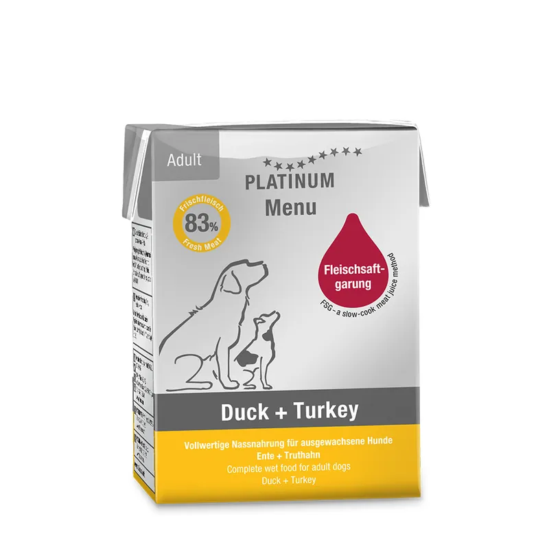 Solange Der Vorrat Reicht PLATINUM Menu Duck + Turkey 185 g